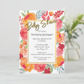 Fresh Flowers waterverf Uitnodigingen voor babysho (Staand voorkant)