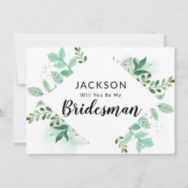 Fresh Foliage Botanical Bridesman proposal Kaart
