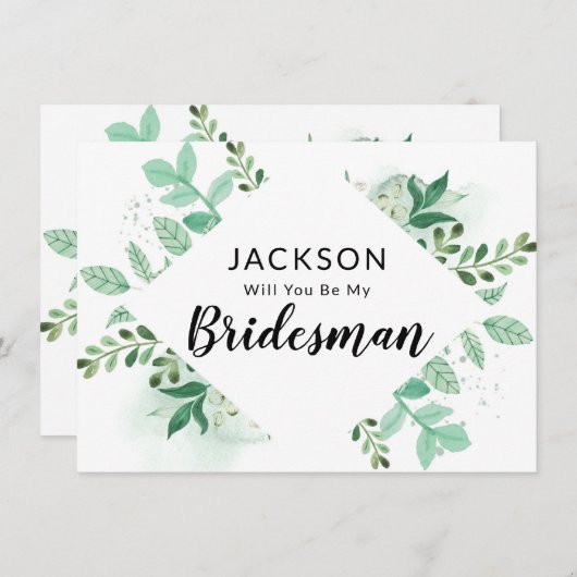 Fresh Foliage Botanical Bridesman proposal Kaart (Voorkant / Achterkant)