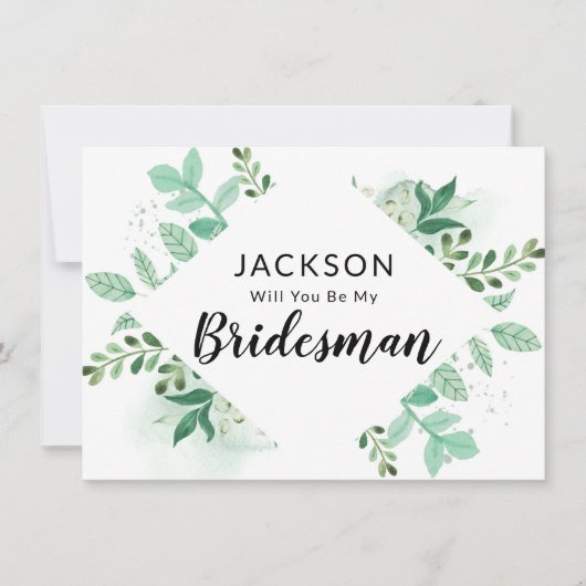 Fresh Foliage Botanical Bridesman proposal Kaart (Voorkant)