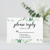 Fresh Foliage Botanical Lijst Wedding Please Reply RSVP Kaartje (Staand voorkant)