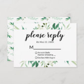 Fresh Foliage Botanical Lijst Wedding Please Reply RSVP Kaartje (Voorkant / Achterkant)