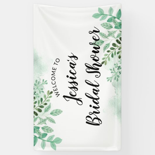 Fresh Foliage Botanical Mint Vrijgezellenfeest Wel Spandoek (Verticaal)