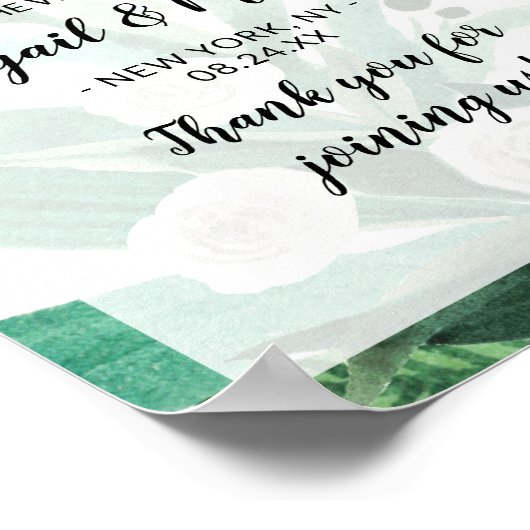 Fresh Foliage Botanical Mint Weddenschap Welkomstt Poster (Hoek)