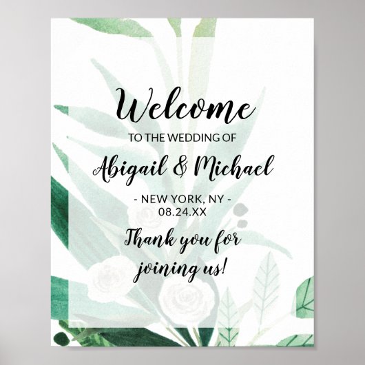 Fresh Foliage Botanical Mint Weddenschap Welkomstt Poster (Voorkant)