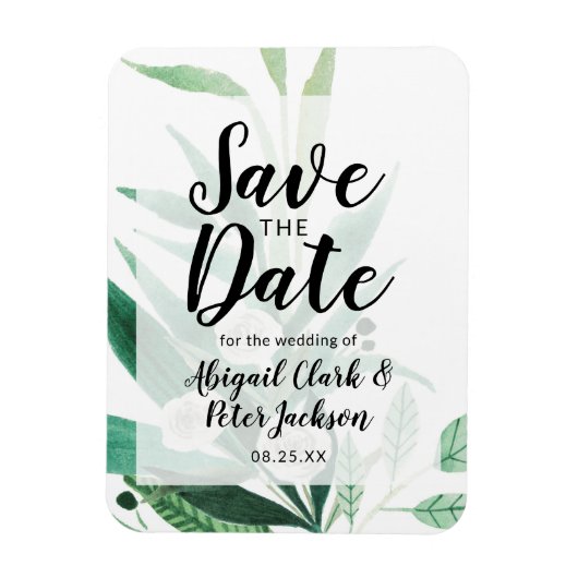 Fresh Foliage Botanische Waterverf Save the Date Magneet (Verticaal)