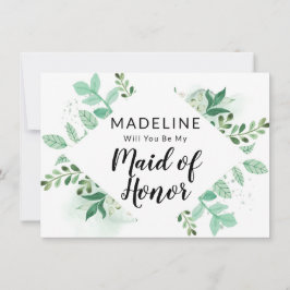 Fresh Foliage Mint Maid of Honor proposal Kaart
