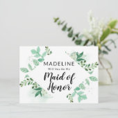 Fresh Foliage Mint Maid of Honor proposal Kaart (Staand voorkant)