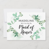 Fresh Foliage Mint Maid of Honor proposal Kaart (Voorkant)