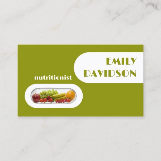 Fresh Fruit Capsule Voedingsdeskundige Groene Gele Visitekaartje (Voorkant)