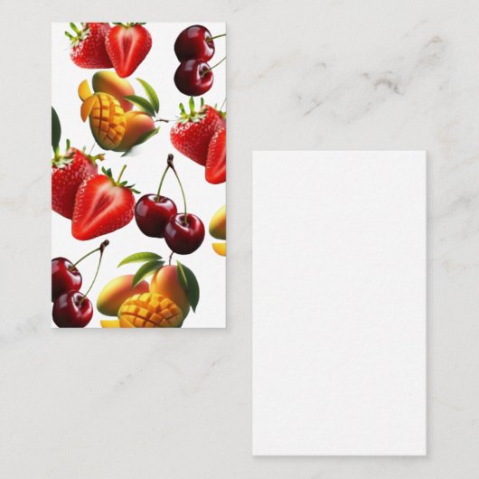 Fresh Fruit Pattern – Strawberry, Cherry & Mango A Visitekaartje (Voorkant / Achterkant)