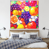 "Fresh Fruits Pattern" Schudkunst: Nu kopen Canvas Afdruk (Insitu (Slaapkamer))
