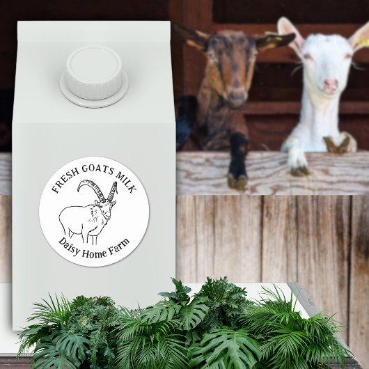 Fresh Goats Milk voeg Naam toe Zwart en Wit Ronde Sticker