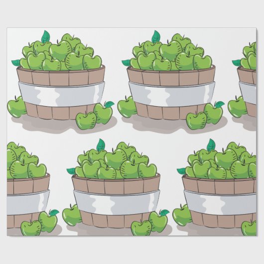 Fresh Green Apple Harvest Barrel Granny Smith Cadeaupapier (Vlak)