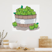 Fresh Green Apple Harvest Barrel Granny Smith Poster (Keuken)