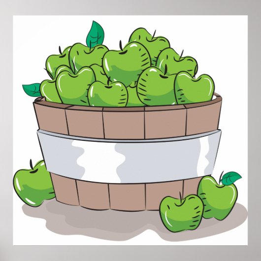 Fresh Green Apple Harvest Barrel Granny Smith Poster (Voorkant)