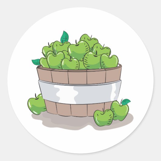 Fresh Green Apple Harvest Barrel Granny Smith Ronde Sticker (Voorkant)