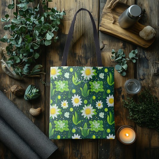 Fresh Green Daisy Wellness Canvas tas