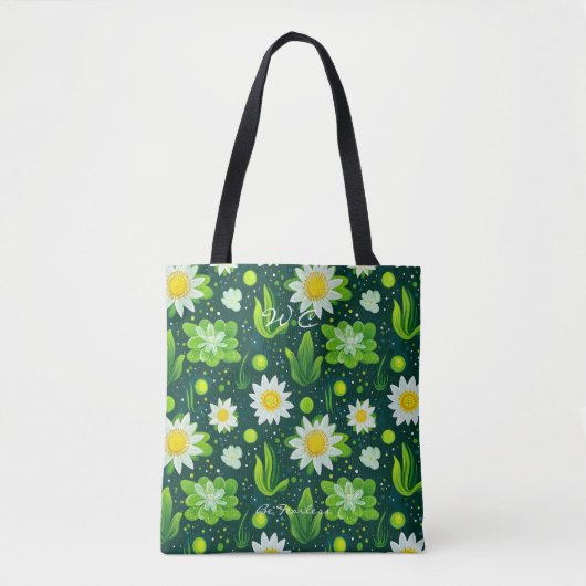 Fresh Green Daisy Wellness Canvas tas (Voorkant)