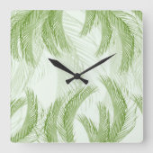 Fresh Green Feather Palm Bliss 1 Vierkante Klok (Voorkant)