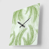 Fresh Green Feather Palm Bliss 1 Vierkante Klok (Hoek)