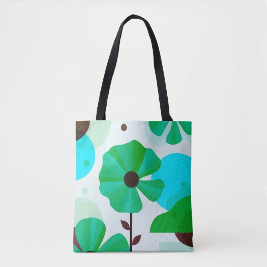 Fresh Green Floral Modern Tote Bag (Voorkant)