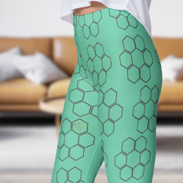 Fresh Green Honey Bee Hive Patroon Leggings
