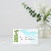 Fresh Green Spray Bottle Organic Cleaning Services Visitekaartje (Staand voorkant)
