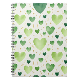 Fresh Green Watercolor Hearts Notitieboek
