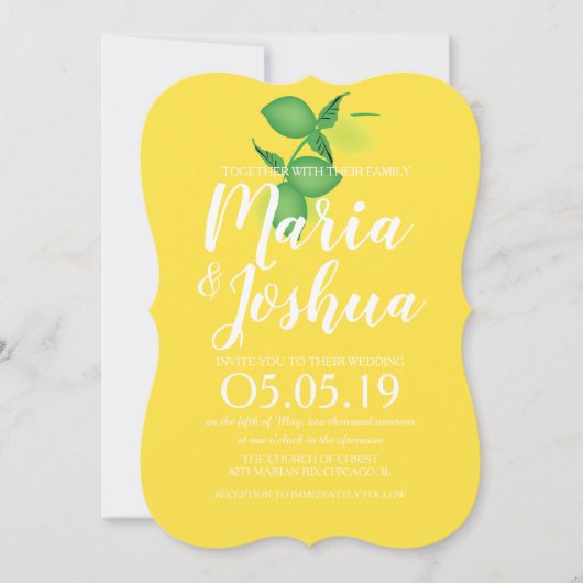 Fresh Green Yellow Lemon Silo Pattern Wedding Kaart (Voorkant)