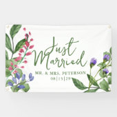 Fresh Greenery Just Married Car Banner (Horizontaal)