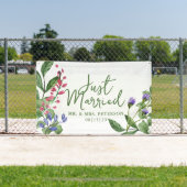 Fresh Greenery Just Married Car Banner (Insitu)