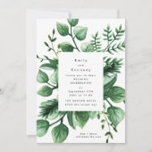 Fresh Greenery Leafy Modern Wedding Invitation Kaart (Voorkant)