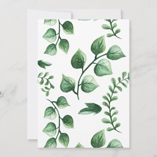 Fresh Greenery Leafy Modern Wedding Invitation Kaart (Achterkant)