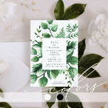 Fresh Greenery Leafy Modern Wedding Invitation Kaart<br><div class="desc">Greenery Fresh Leaf Modern Monogram Wedding Invitation - beschilderd bladerkunst detail op witte achtergrond huwelijksuitnodiging. Verse groene kleuren voor een zomer- of lenteverbruiloft met een lente-plant-groen/bladeren. Buitenbruiloften,  groene natuurbruiloften,  moderne krokante bruiloften. Bestemmingsweddenschappen</div>