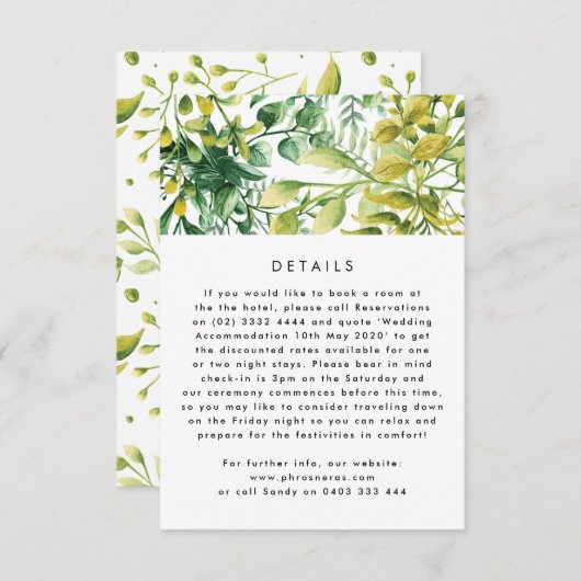 Fresh Greenery Leafy Planten Wedding bijlage (Voorkant / Achterkant)