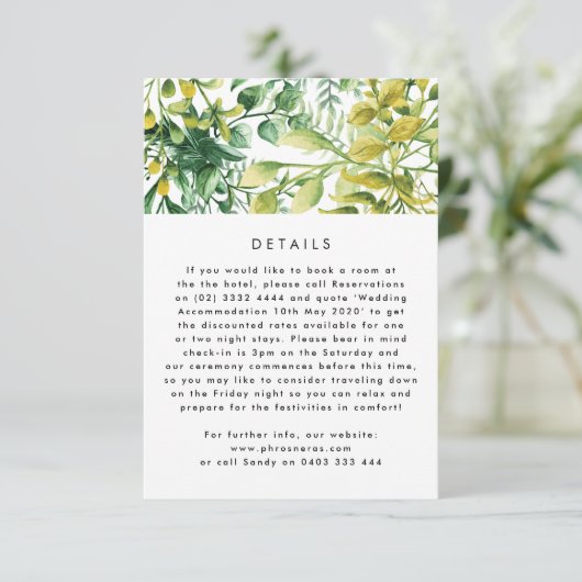 Fresh Greenery Leafy Planten Wedding bijlage (Staand voorkant)