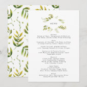 Fresh Greenery Leafy Planten Wedding Menu (Voorkant / Achterkant)