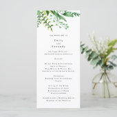 Fresh Greenery Leafy Planten Wedding Programme Programmakaart (Staand voorkant)