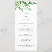 Fresh Greenery Leafy Planten Wedding Programme Programmakaart (Voorkant)