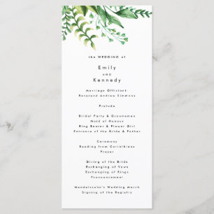 Fresh Greenery Leafy Planten Wedding Programme Programmakaart