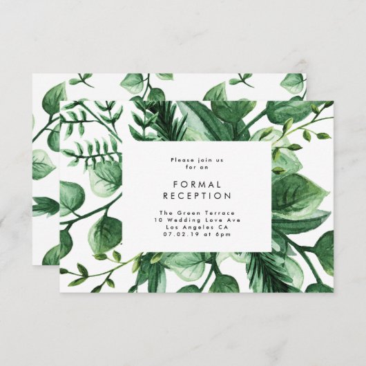 Fresh Greenery Leafy Planten Wedding Reception Car Informatiekaartje (Voorkant / Achterkant)