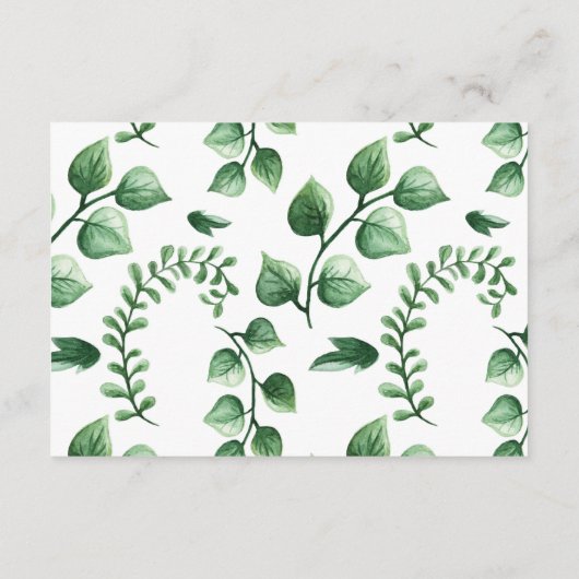 Fresh Greenery Leafy Planten Wedding Reception Car Informatiekaartje (Achterkant)