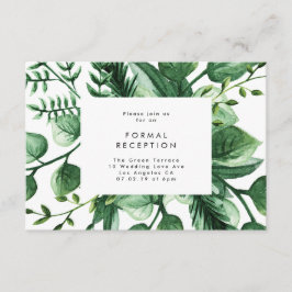 Fresh Greenery Leafy Planten Wedding Reception Car Informatiekaartje