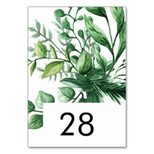 Fresh Greenery Leafy Planten Wedding Table Numbers Kaart
