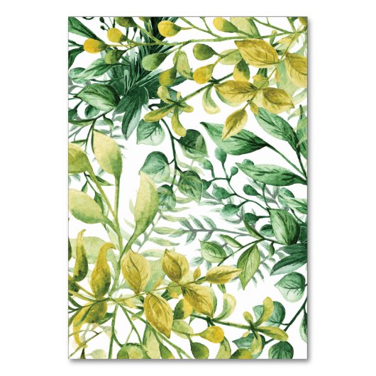 Fresh Greenery Leafy Planten Wedding Table Numbers Kaart (Achterkant)