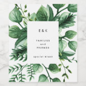 Fresh Greenery Leafy Planten Wedding Wijn Etiket (Enkel label)