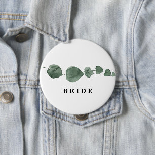 Fresh Greenery Modern Waterverf Bride Ronde Button 4,0 Cm