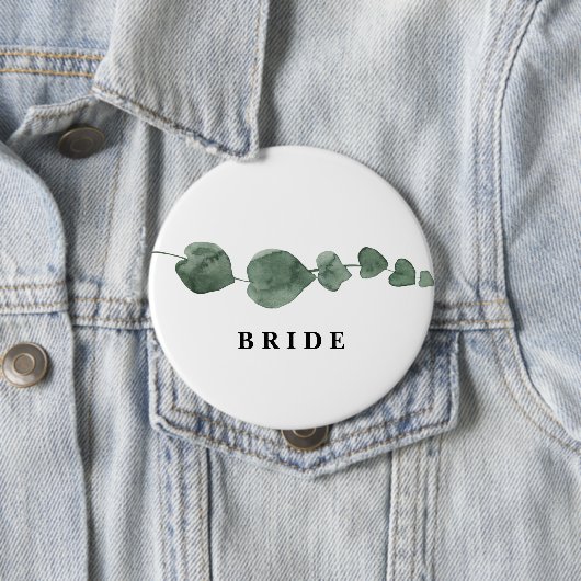 Fresh Greenery Modern Waterverf Bride Ronde Button 4,0 Cm (In situ)