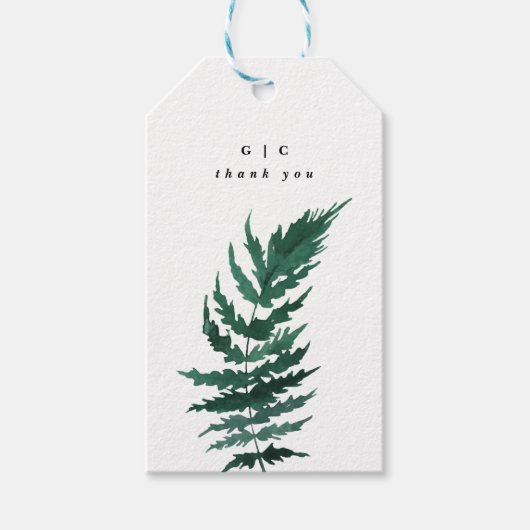 Fresh Greenery Modern Waterverf Wedding Favor Cadeaulabel (Voorkant)